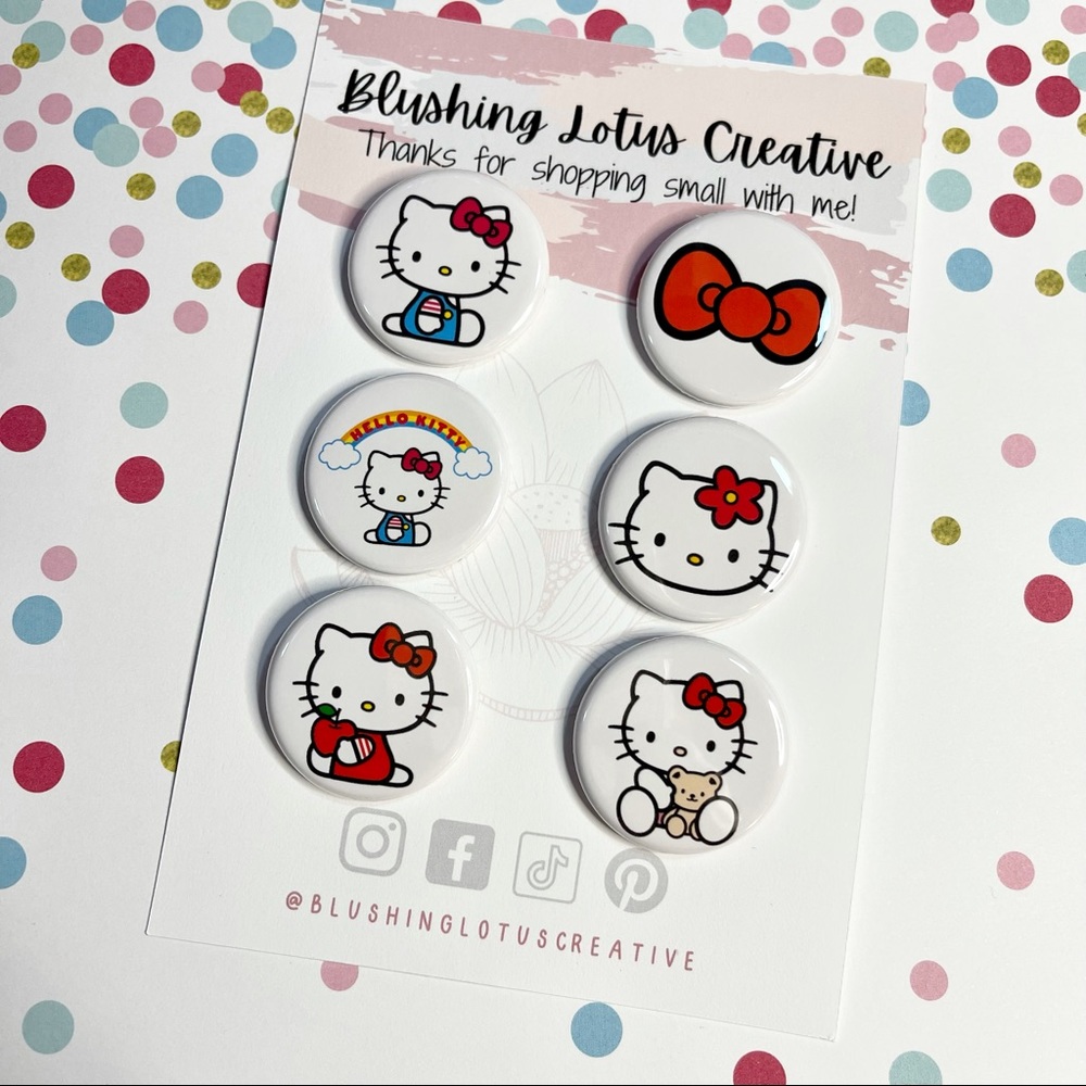 Hello Kitty Pins 1.25” - Set of 6
